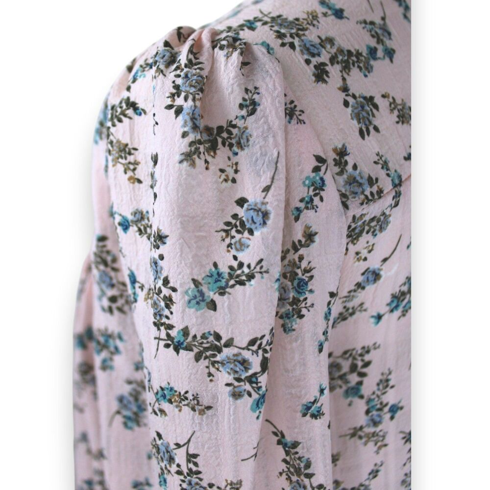 And Now This Pink Floral Cottagecore Peasant Blouse Romantic Boho Lace Top Sm - Picture 6 of 7